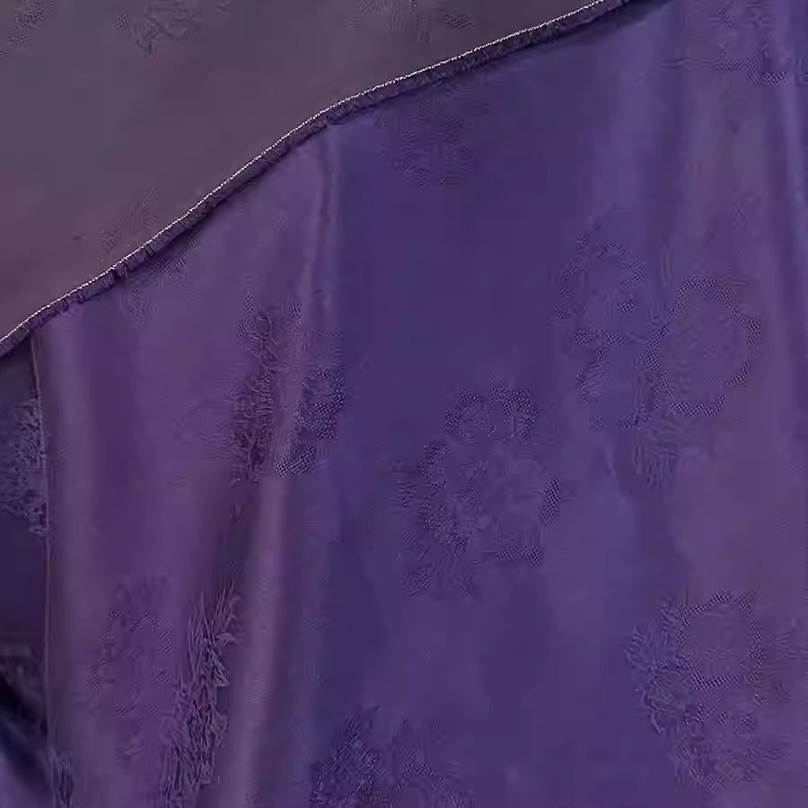 XYHYS 纯色紫色- Jacquard HUALUO Hongyunsha silk fabric, 26 momme openwork texture, 110cm by the Yard