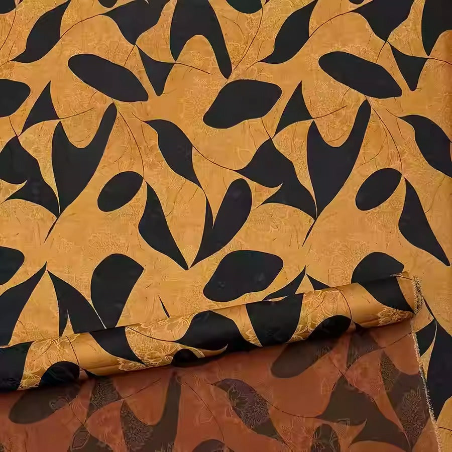 XYHYS 叶子- Jacquard HUALUO Hongyunsha silk fabric, 25 momme openwork texthture, 110cm by e Yard