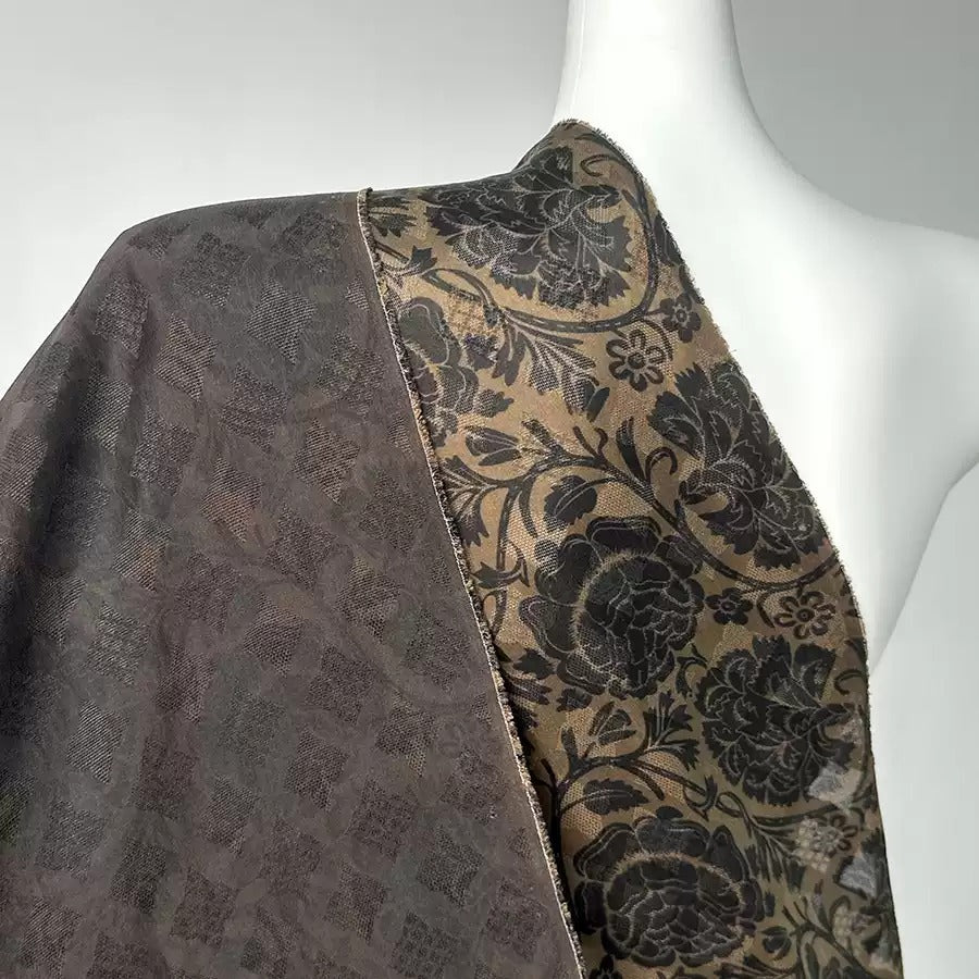Uma  Mud Silk fabric, Jacquard HUALUO, 25 momme 110cm wide by the Yard
