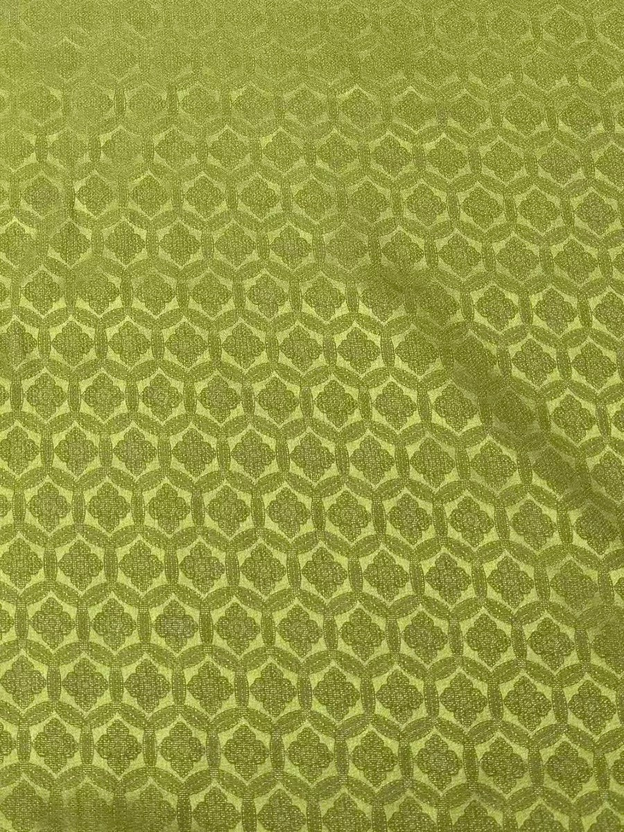 龟背果绿 Mud Silk fabric, Jacquard HUALUO, 25 momme 110cm wide by the Yard
