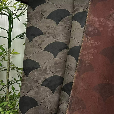 扇形暗影 Mud Silk fabric, Jacquard HUALUO, 25 momme 110cm wide by the Yard