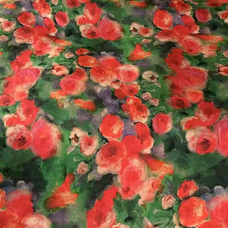 XYHYS 油画蔷薇- Jacquard HUALUO Hongyunsha silk fabric, 25 momme openwork texthture, 110cm by e Yard