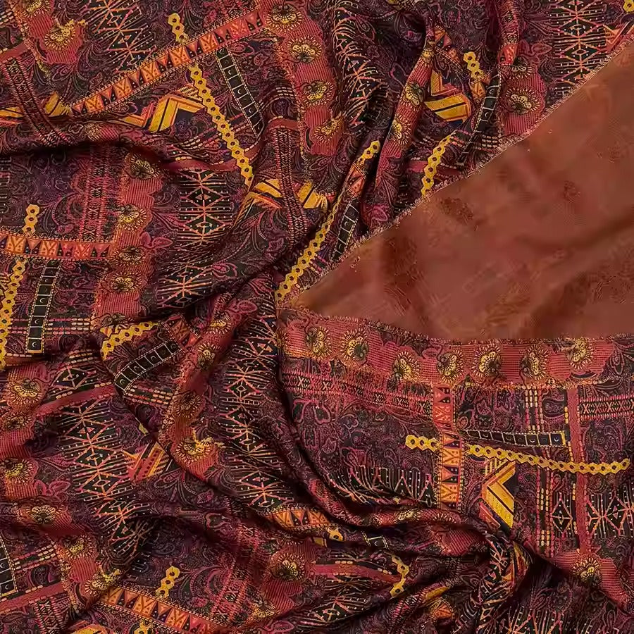 XYHYS 复古格子- Jacquard HUALUO Hongyunsha silk fabric, 25 momme openwork texthture, 110cm by e Yard