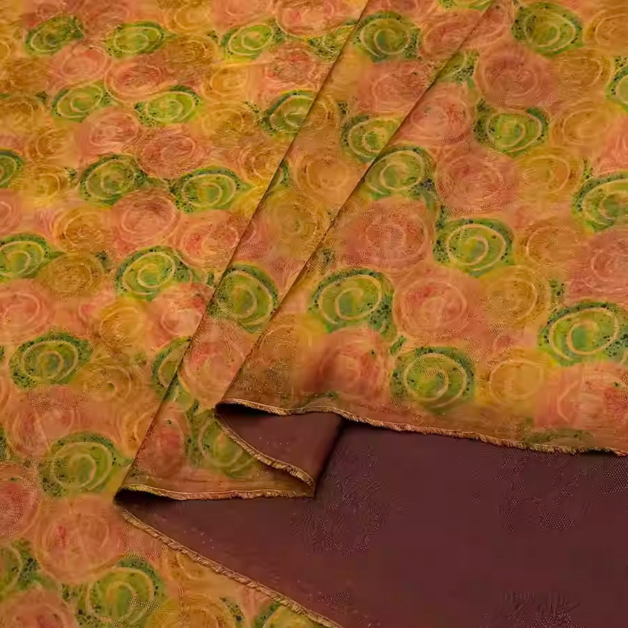 XYHYS 小圆圈- Jacquard HUALUO Hongyunsha silk fabric, 25 momme openwork texthture, 110cm by e Yard