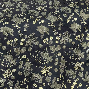 烫金金鱼 Mud Silk fabric, Jacquard HUALUO, 27 momme 110cm wide by the Yard