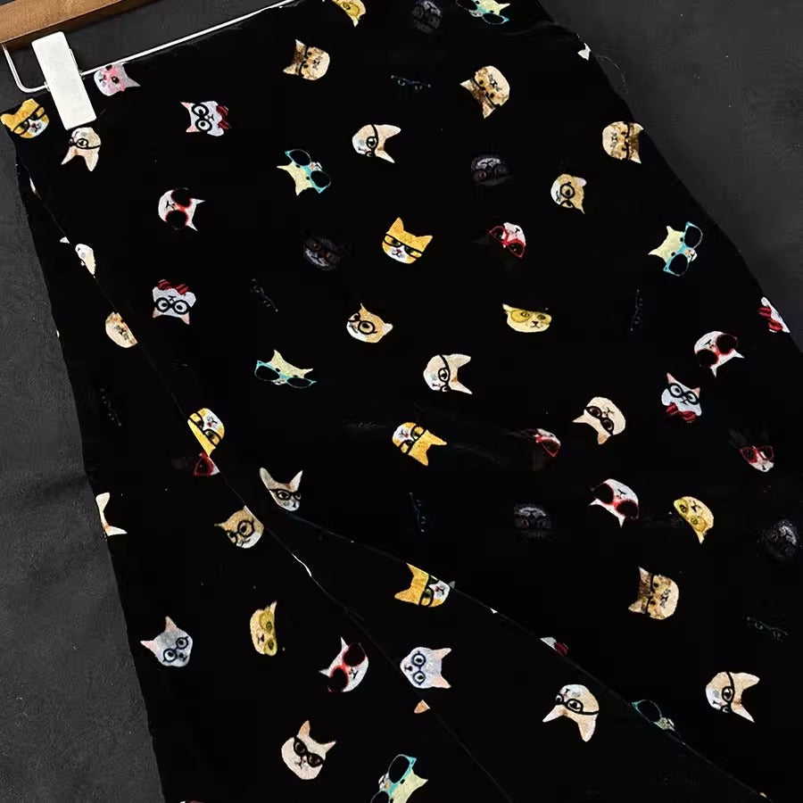 XYYHSR028 - Print Silk Velvet Fabric, 140cm wide by the Yard