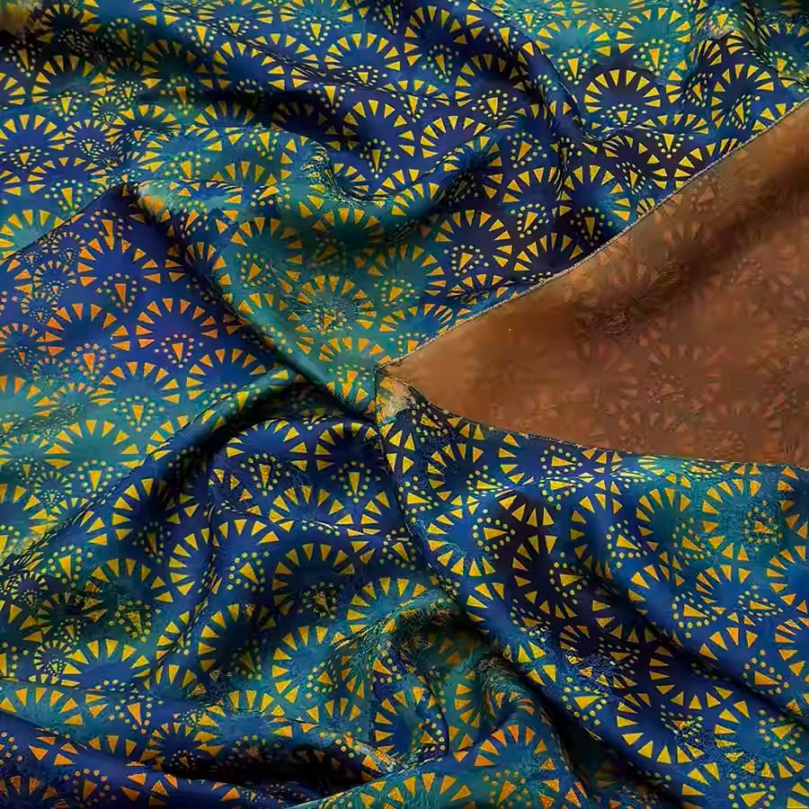 XYHYS 金澜- Jacquard HUALUO Hongyunsha silk fabric, 25 momme openwork texthture, 110cm by e Yard