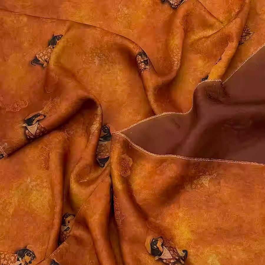 XYHYS 戴帽小狗- Jacquard HUALUO Hongyunsha silk fabric, 25 momme openwork texthture, 110cm by e Yard