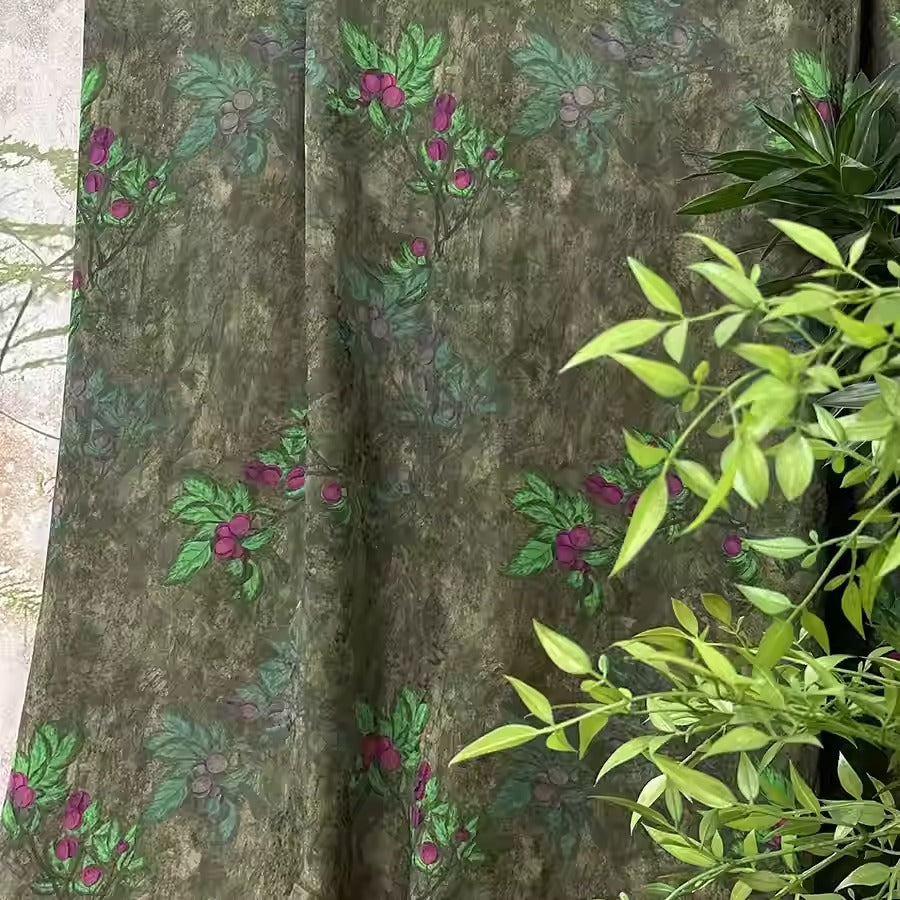 XYHYS 紫果- Jacquard HUALUO Hongyunsha silk fabric, 26 momme openwork texture, 110cm by the Yard