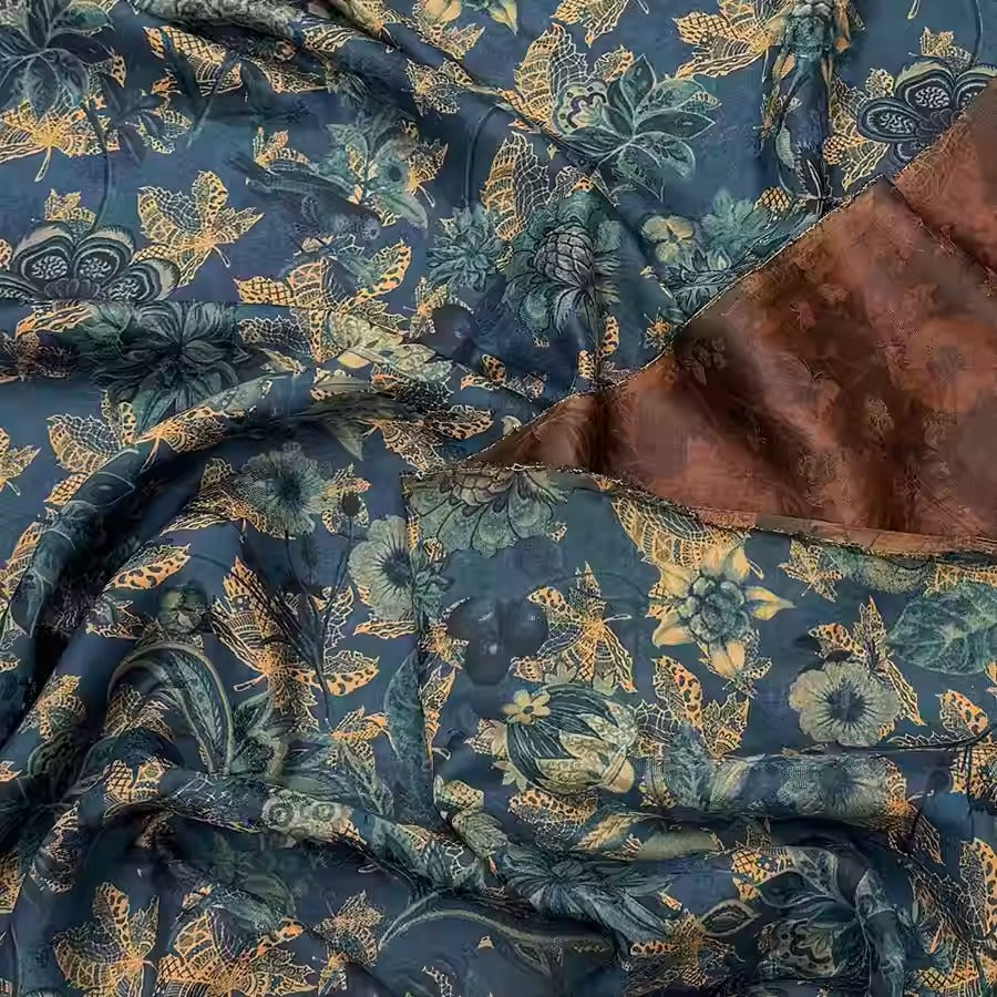 XYHYS 传统纹样- Jacquard HUALUO Hongyunsha silk fabric, 25 momme openwork texthture, 110cm by e Yard