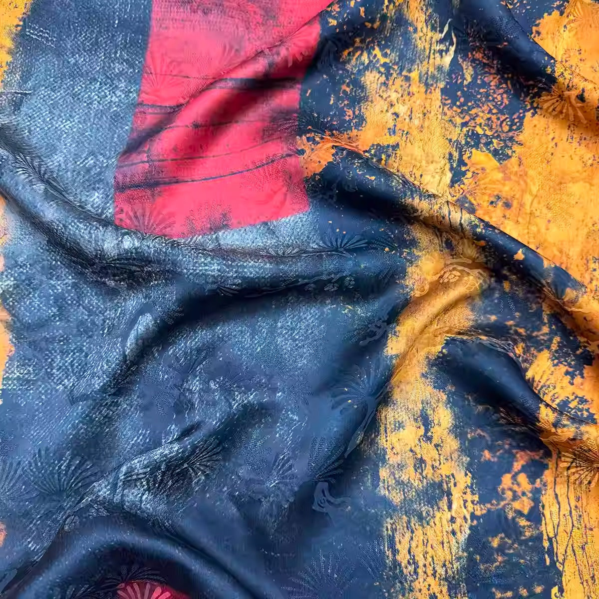 XYHYS 幻彩斑驳- Jacquard HUALUO Hongyunsha silk fabric, 25 momme openwork texture, 110cm by the Yard