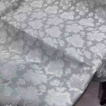 李德喜。四经八纬色织罗XYLN011 - Leno silk fabric, light blue peony ,  25 momme 114cm wide by the yard