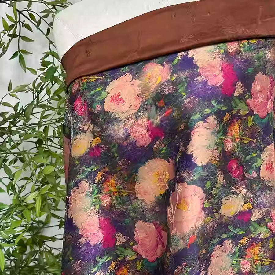 XYHYS 玫瑰花- Jacquard HUALUO Hongyunsha silk fabric, 26 momme openwork texture, 110cm by the Yard