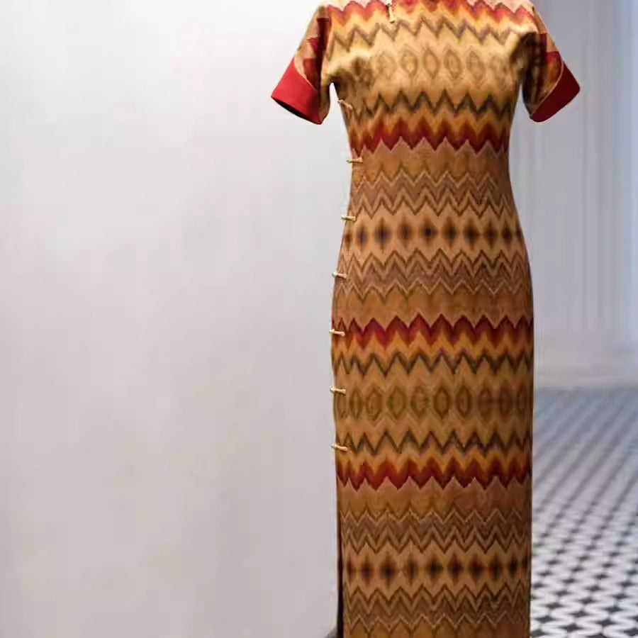 XYHYS 抽象几何- Jacquard HUALUO Hongyunsha silk fabric, 25 momme openwork texthture, 110cm by e Yard