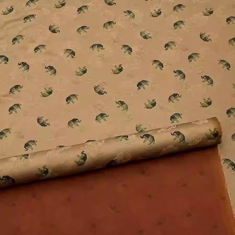XYHYS 优雅小象- Jacquard HUALUO Hongyunsha silk fabric, 25 momme openwork texthture, 110cm by e Yard