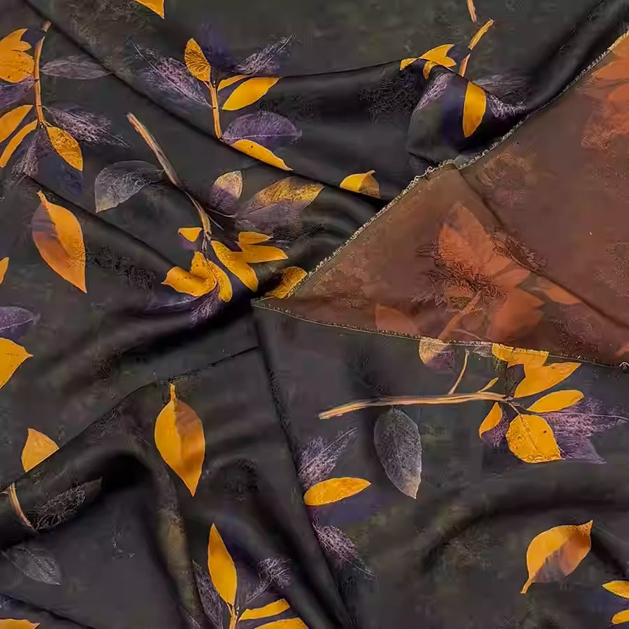 XYHYS 叶舞诗华- Jacquard HUALUO Hongyunsha silk fabric, 25 momme openwork texthture, 110cm by e Yard