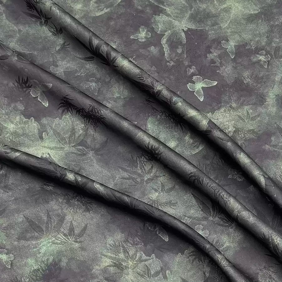 鎏金绿竹 Mud Silk fabric, Jacquard HUALUO, 25 momme 110cm wide by the Yard