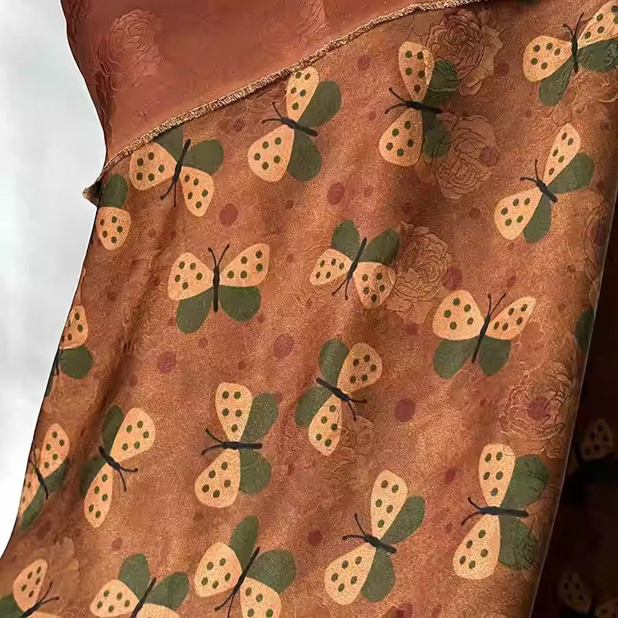XYHYS双色蝴蝶- Jacquard HUALUO Hongyunsha silk fabric, 25 momme openwork texthture, 110cm by e Yard