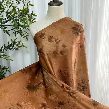 竹叶 Mud Silk fabric, Jacquard HUALUO, 25 momme 110cm wide by the Yard