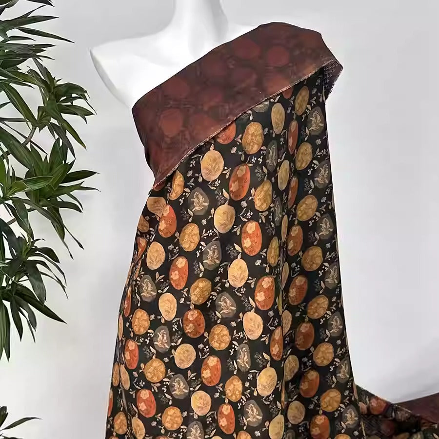 XYHYS 琥珀- Jacquard HUALUO Hongyunsha silk fabric, 25 momme openwork texthture, 110cm by e Yard