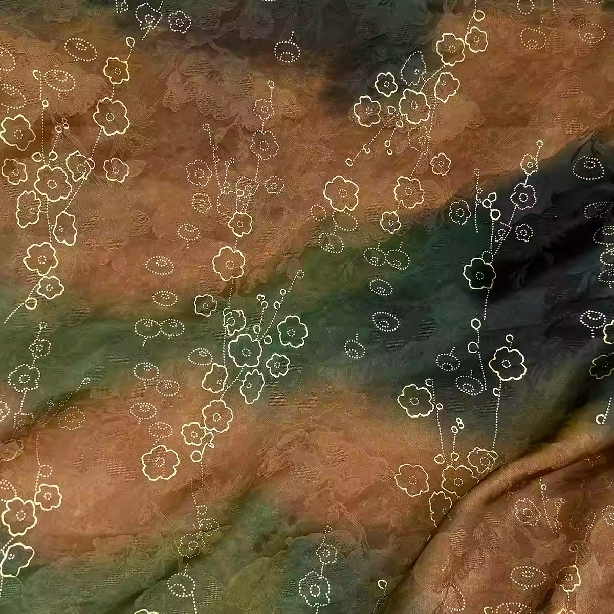 XYHYS数码烫金- Jacquard HUALUO Hongyunsha silk fabric, 25 momme openwork texture, 110cm by the Yard