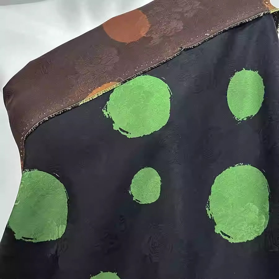 XYHYS 绿波点- Jacquard HUALUO Hongyunsha silk fabric, 26 momme openwork texture, 110cm by the Yard