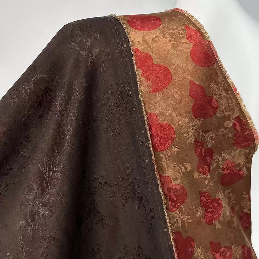 红葫芦 Mud Silk fabric, Jacquard HUALUO, 25 momme 110cm wide by the Yard