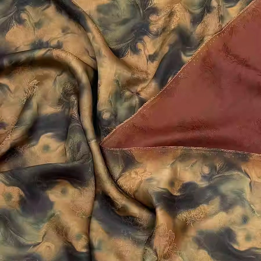 XYHYS 浓墨- Jacquard HUALUO Hongyunsha silk fabric, 25 momme openwork texthture, 110cm by e Yard
