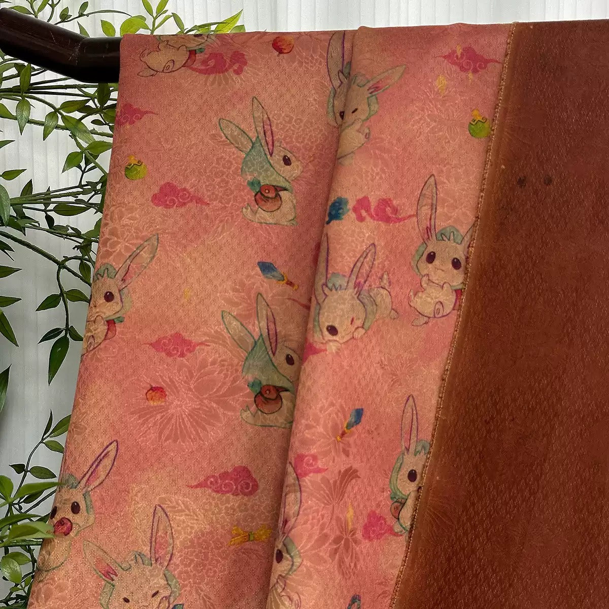 XYSFXT - Plant dyed HongYunSha Silk fabric, Openwork HUALUO, 25 momme 110cm wide by the Yard
