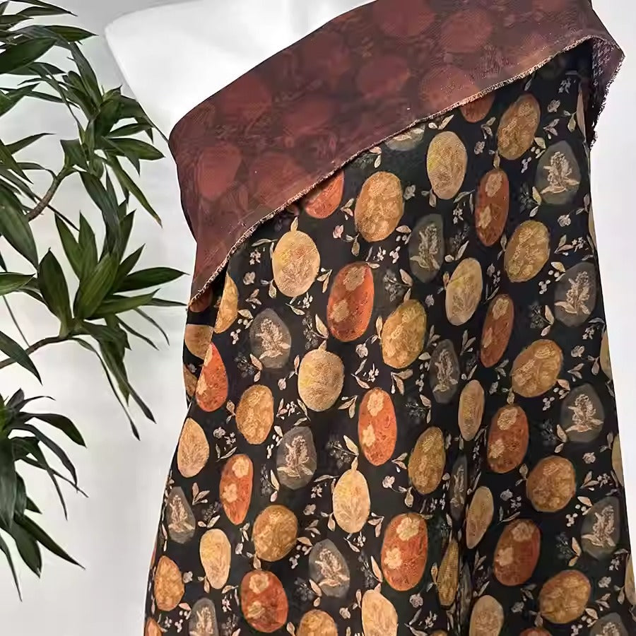 XYHYS 琥珀- Jacquard HUALUO Hongyunsha silk fabric, 25 momme openwork texthture, 110cm by e Yard
