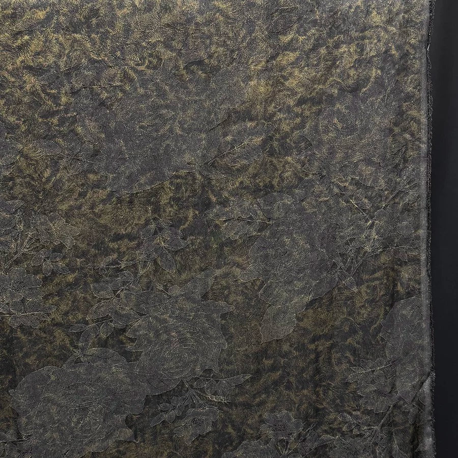鎏金牡丹 Mud Silk fabric, Jacquard HUALUO, 25 momme 110cm wide by the Yard