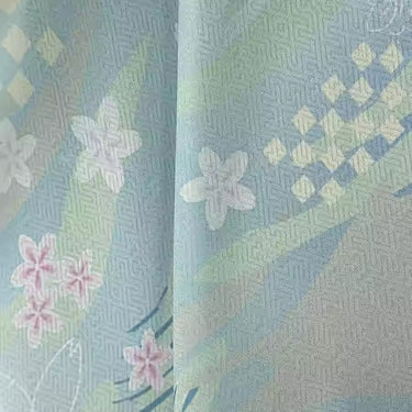 XYLN049 - Leno silk fabric with beautiful prints, peach blossom, 114cm wide by the yard