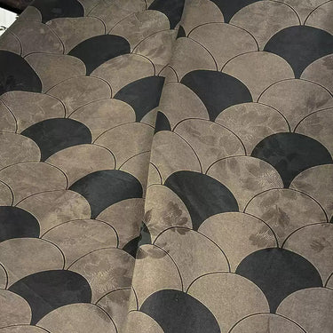 扇形暗影 Mud Silk fabric, Jacquard HUALUO, 25 momme 110cm wide by the Yard