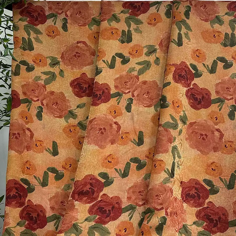 XYJSHA - Plant dyed HongYunSha Silk fabric, Openwork HUALUO, 25 momme 110cm wide by the Yard