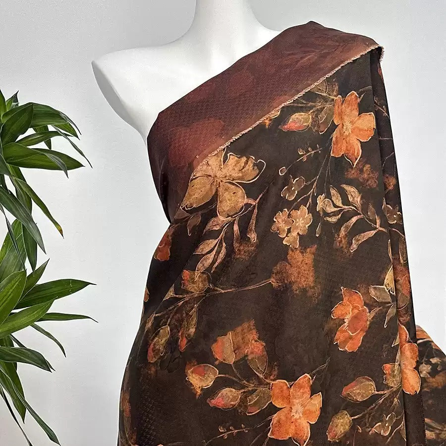 XYYLH - Plant dyed HongYunSha Silk fabric, Openwork HUALUO, 25 momme 110cm wide by the Yard