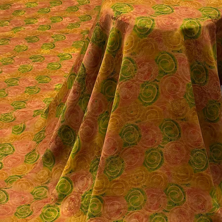XYHYS 小圆圈- Jacquard HUALUO Hongyunsha silk fabric, 25 momme openwork texthture, 110cm by e Yard
