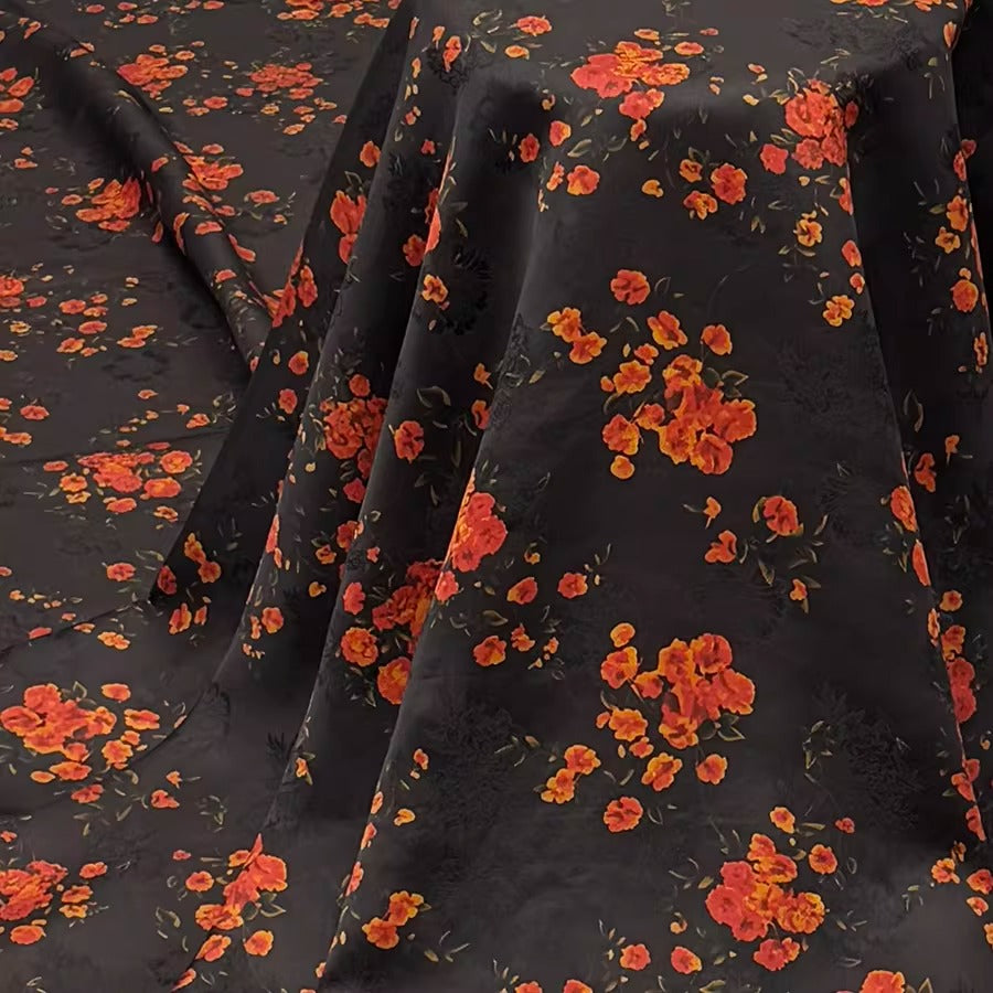 XYHYS 小红花- Jacquard HUALUO Hongyunsha silk fabric, 25 momme openwork texthture, 110cm by e Yard