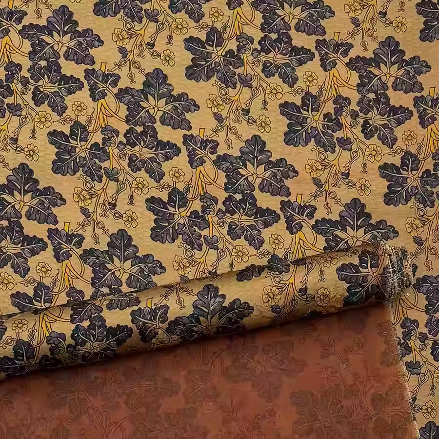 XYHYS 青墨宝花- Jacquard HUALUO Hongyunsha silk fabric, 25 momme openwork texthture, 110cm by e Yard