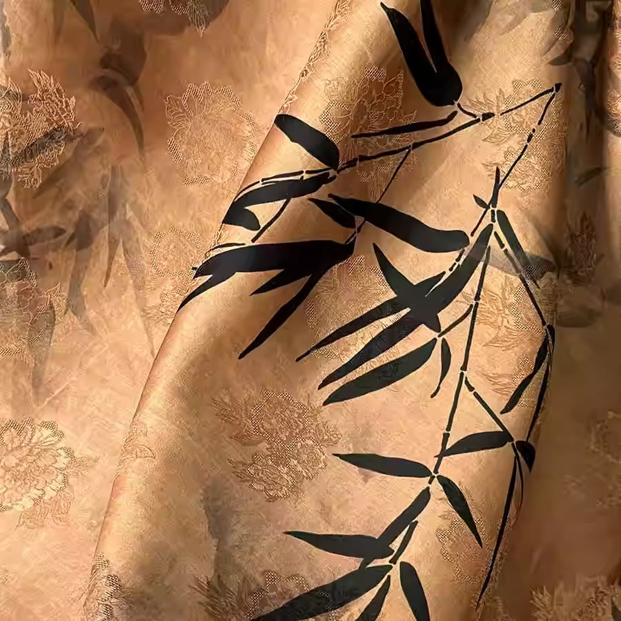 XYHYS 浮光竹影- Jacquard HUALUO Hongyunsha silk fabric, 25 momme openwork texthture, 110cm by e Yard