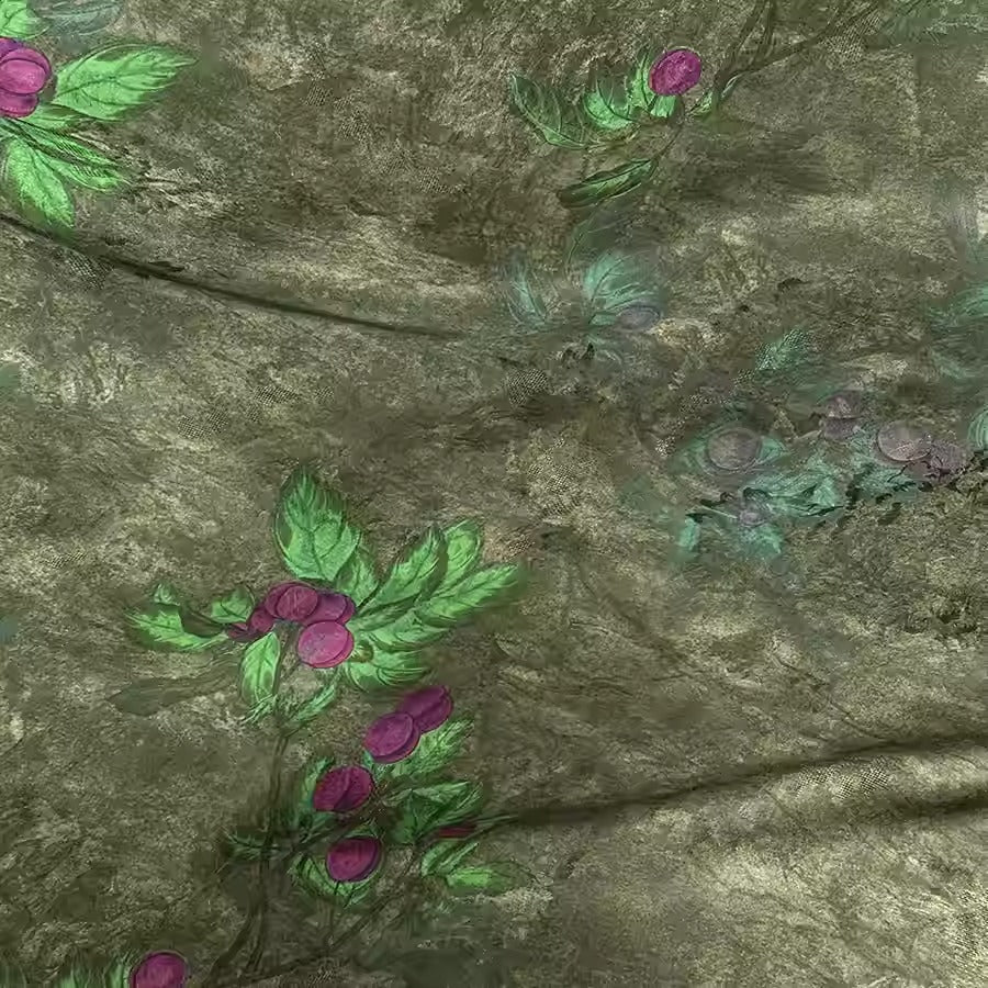 XYHYS 紫果- Jacquard HUALUO Hongyunsha silk fabric, 26 momme openwork texture, 110cm by the Yard