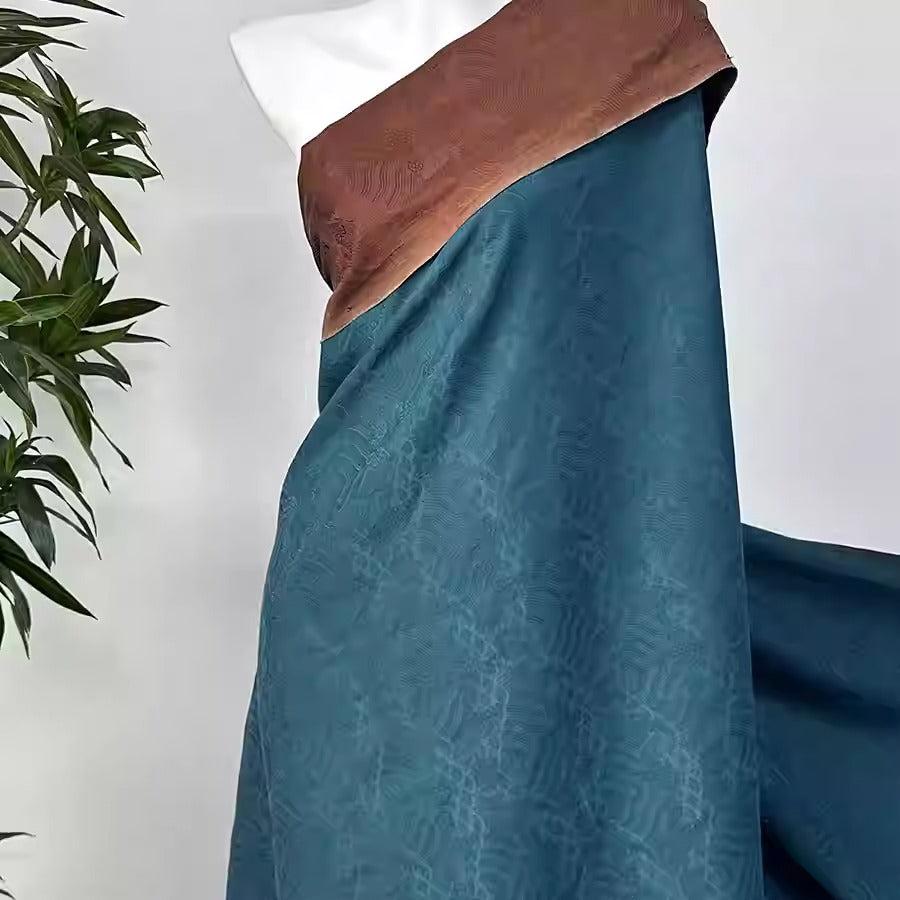 XYHYS 江崖海水纹- Jacquard HUALUO Hongyunsha silk fabric, 25 momme openwork texthture, 110cm by e Yard