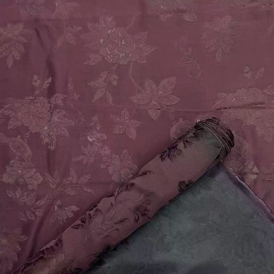 缠枝 Mud Silk fabric, Jacquard HUALUO, 26 momme 110cm wide by the Yard