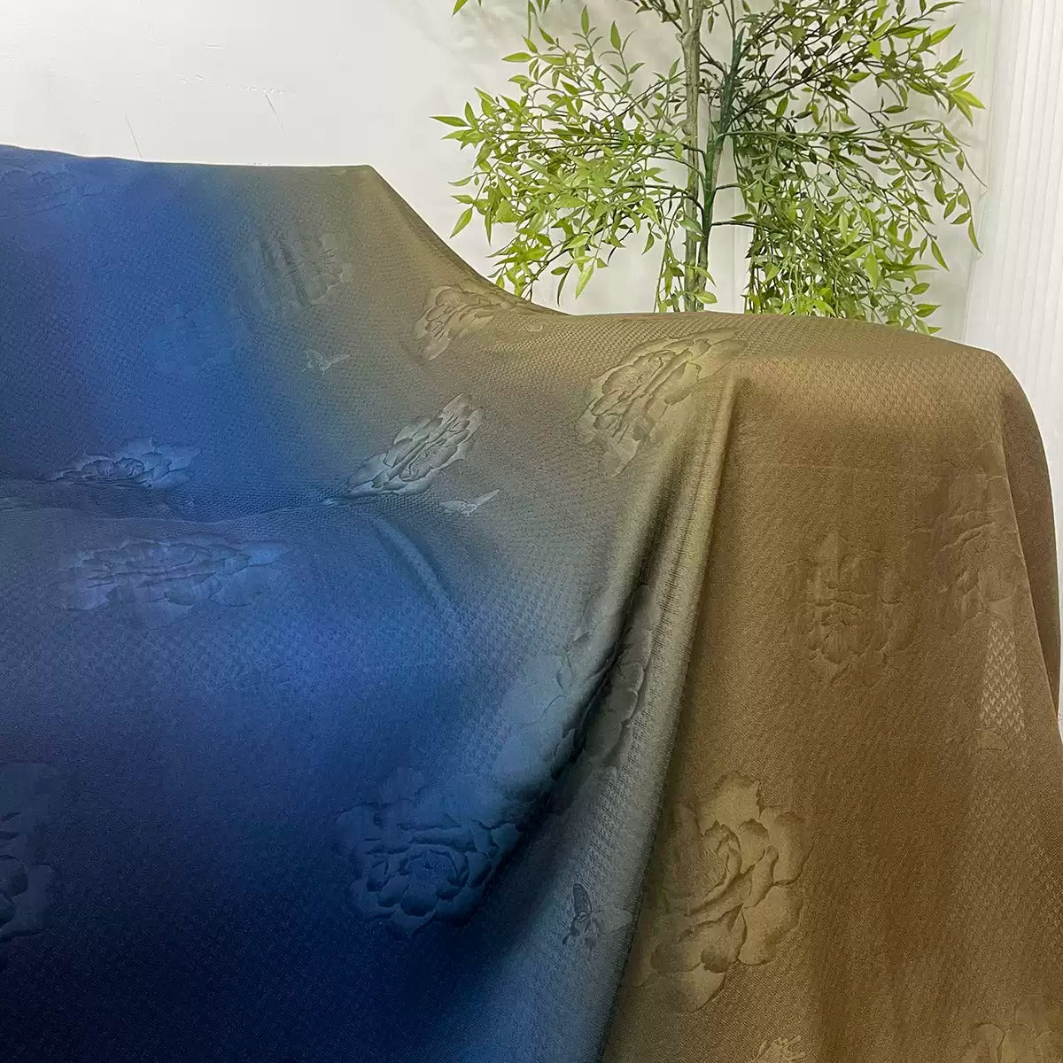 XYQLJB - Plant dyed HongYunSha Silk fabric, Openwork HUALUO, 25 momme 110cm wide by the Yard
