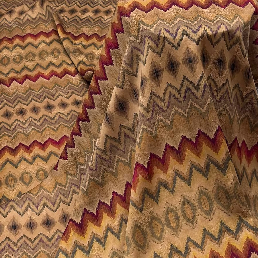XYHYS 抽象几何- Jacquard HUALUO Hongyunsha silk fabric, 25 momme openwork texthture, 110cm by e Yard