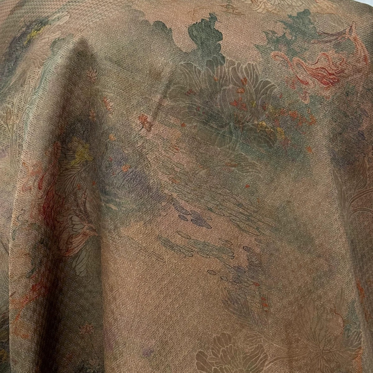 山海经 Mud Silk fabric, Jacquard HUALUO, 26 momme 110cm wide by the Yard