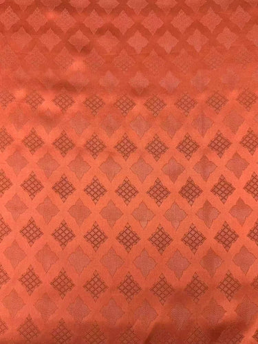 橙 Mud Silk fabric, Jacquard HUALUO, 25 momme 110cm wide by the Yard