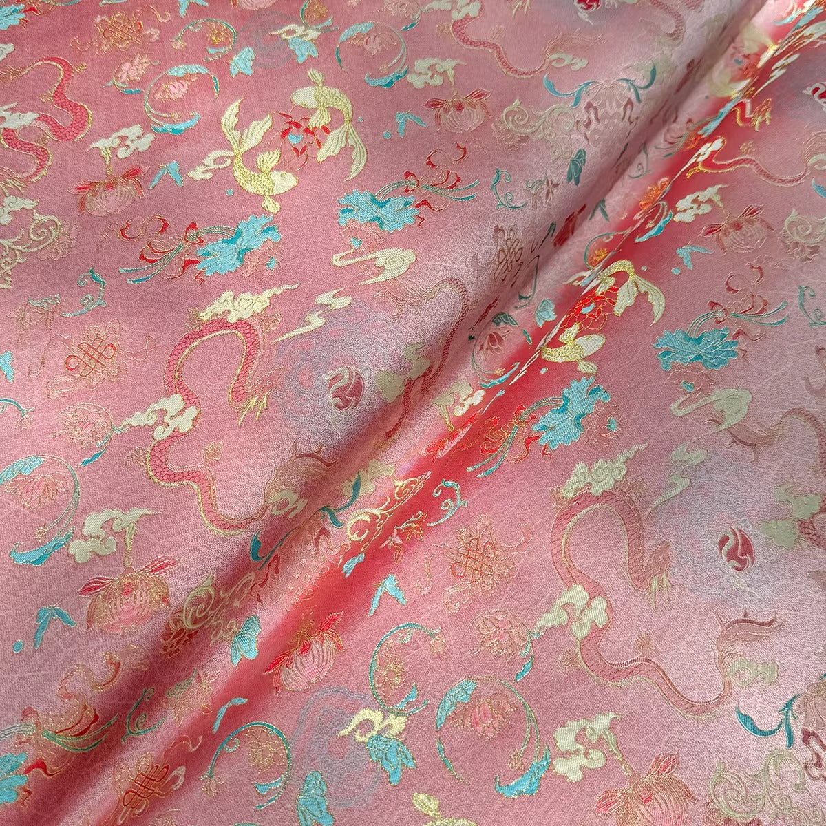 XYLDXSJ 鱼跃龙门- Gilt-Thread Song Brocade 织金宋锦, 38 momme 140cm wide by the yard