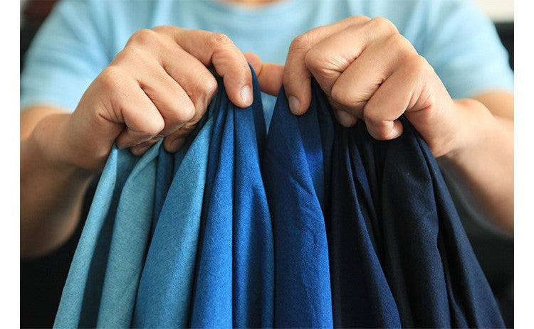 Indigo cotton six shade drape