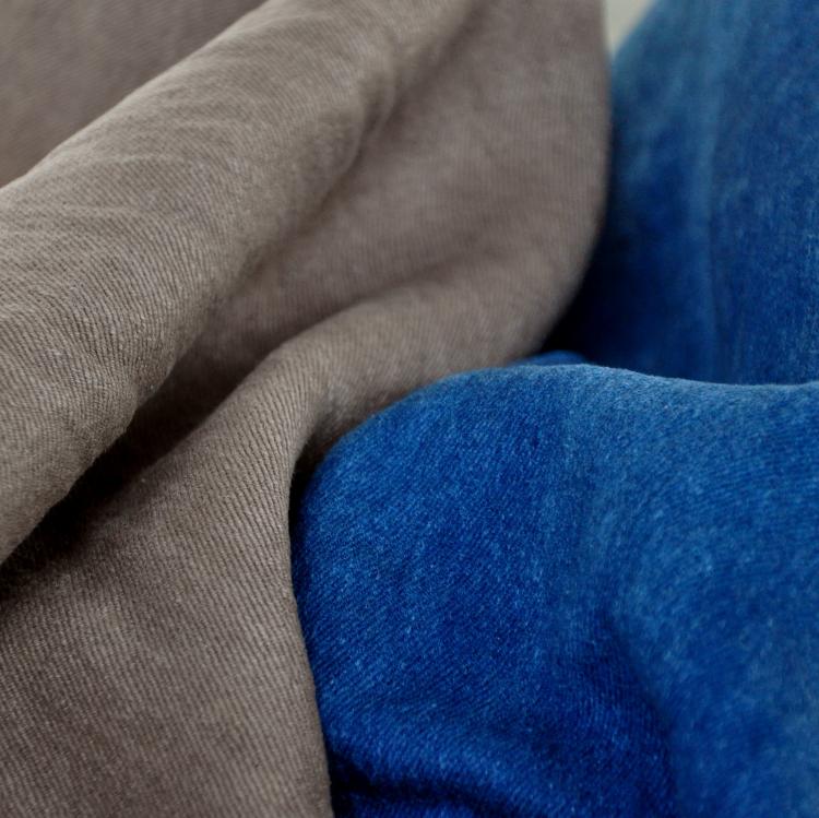 Brown and blue heavy cotton twill