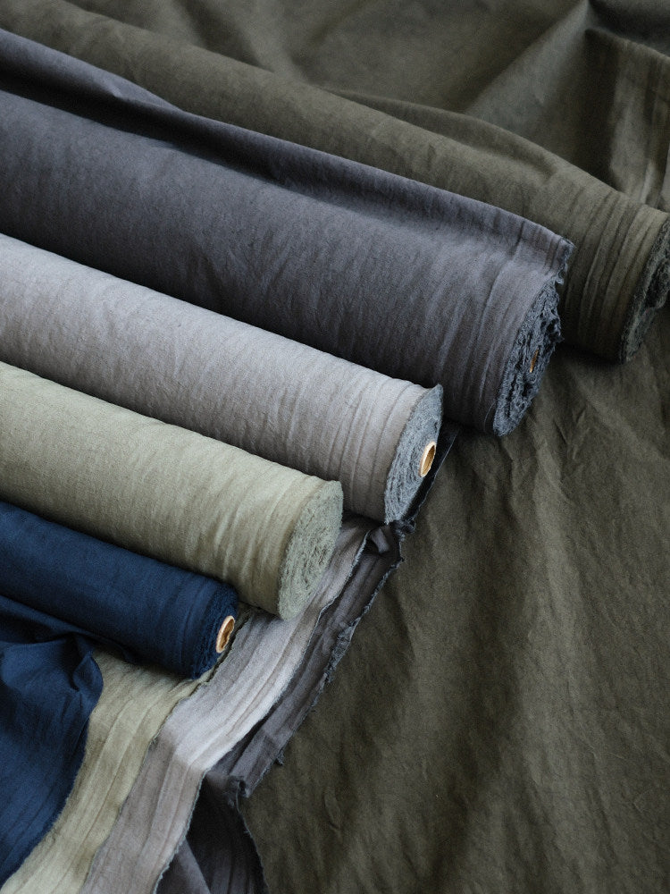 Japanese Sun-Dried Sulfur-Dyed Cotton Linen Fabric in 6 Colors - 120cm Wide by the Yard detail